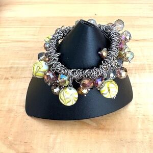 Cha Cha Beaded Bracelet Handmade Lampwork Glass and Crystals